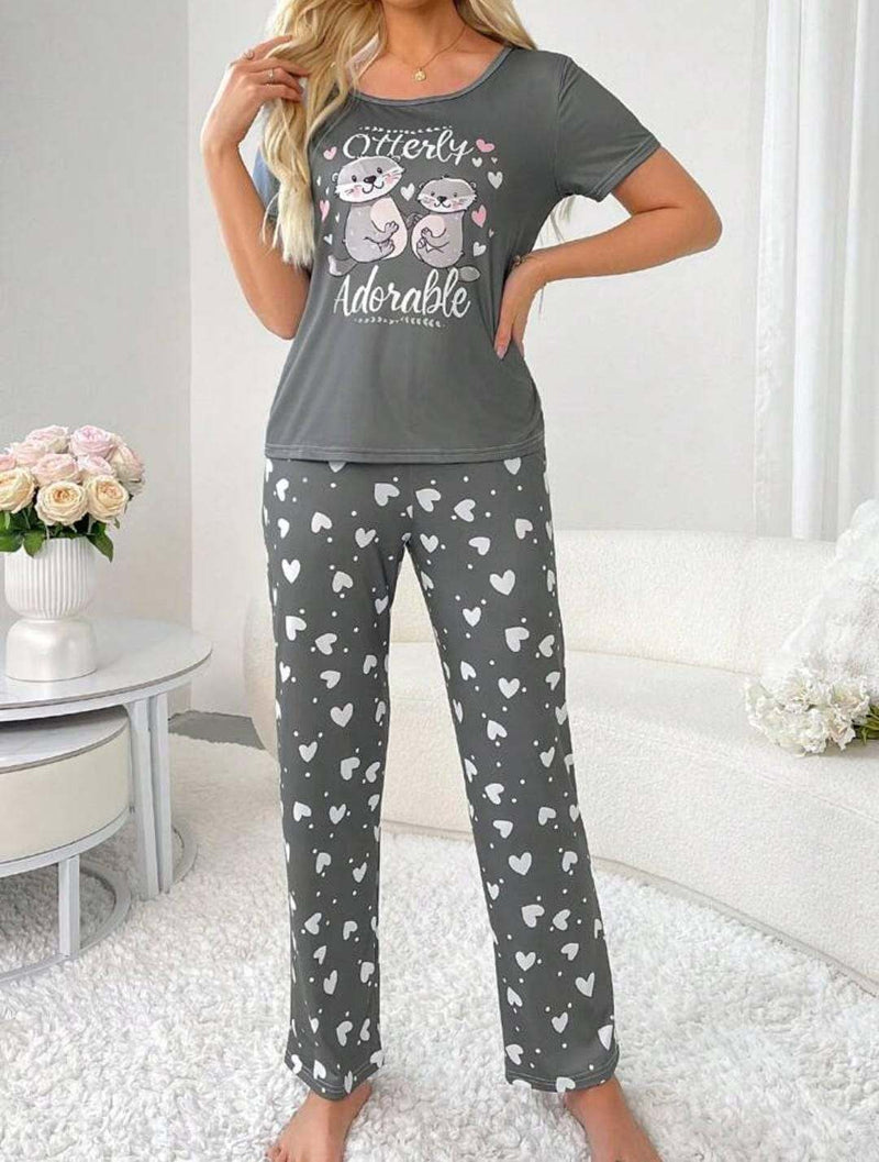 Gray 'Head in the Clouds' Pajama Set