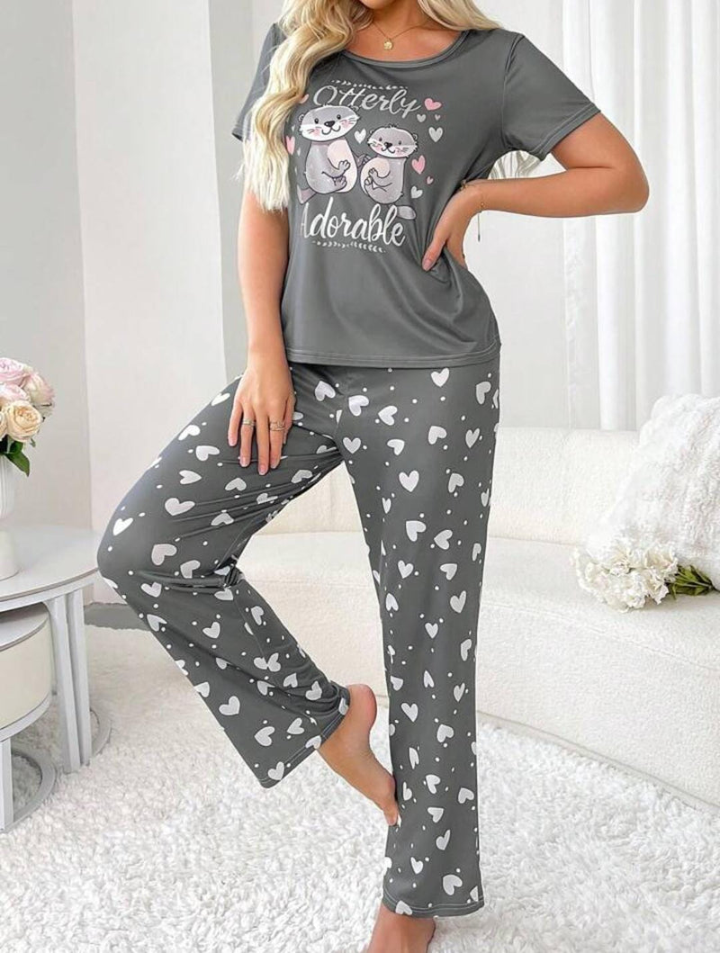 Gray 'Head in the Clouds' Pajama Set